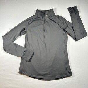 Under Armour Womens ColdGear Half Zip Pullover Grey Fitted Mock Neck MD M